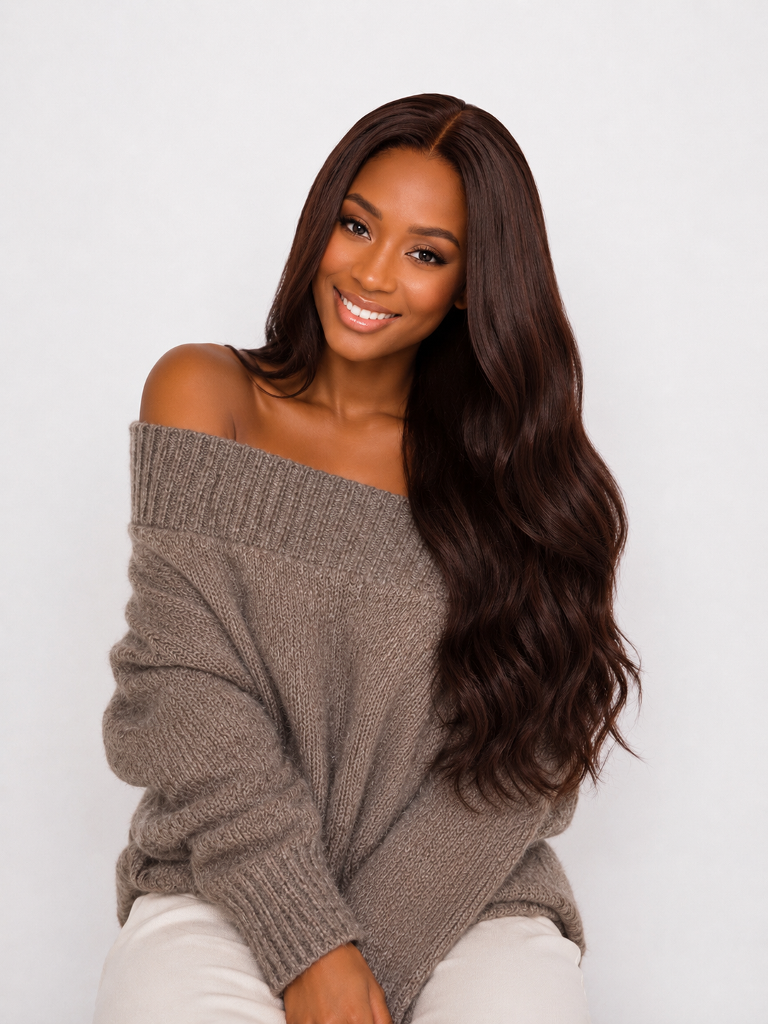Perruque Wavy Raw Hair Chocolat 26 pouces – Closure 5x5 HD | densité 250% Cheveux 100% Naturels Premium