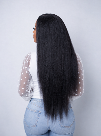 Perruque Virgin Hair Kinky Straight 22 Pouces – Lace Wig Closure 4x4 HD | POUTY | Minga Hair