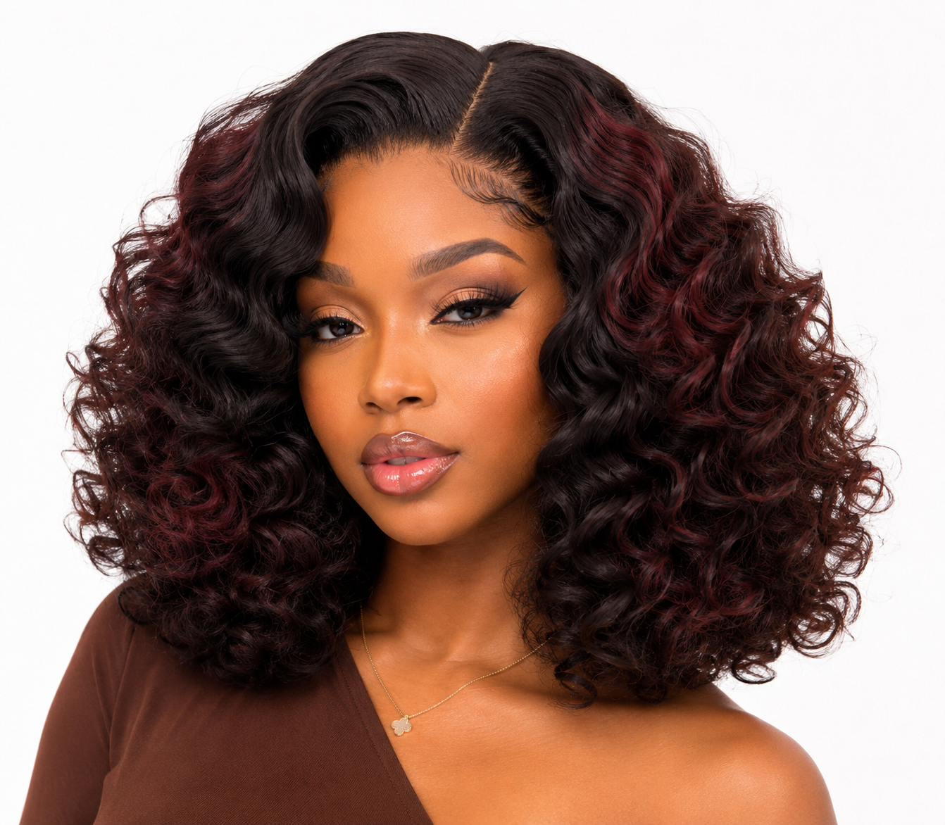 Perruque Curly Virgin Hair Piano Bordeaux 4x4 HD – 16 Pouces