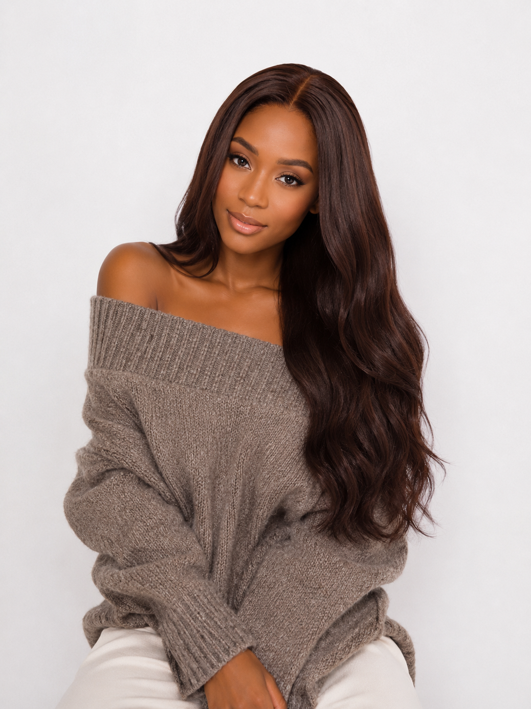 Perruque Wavy Raw Hair Chocolat 26 pouces – Closure 5x5 HD | densité 250% Cheveux 100% Naturels Premium