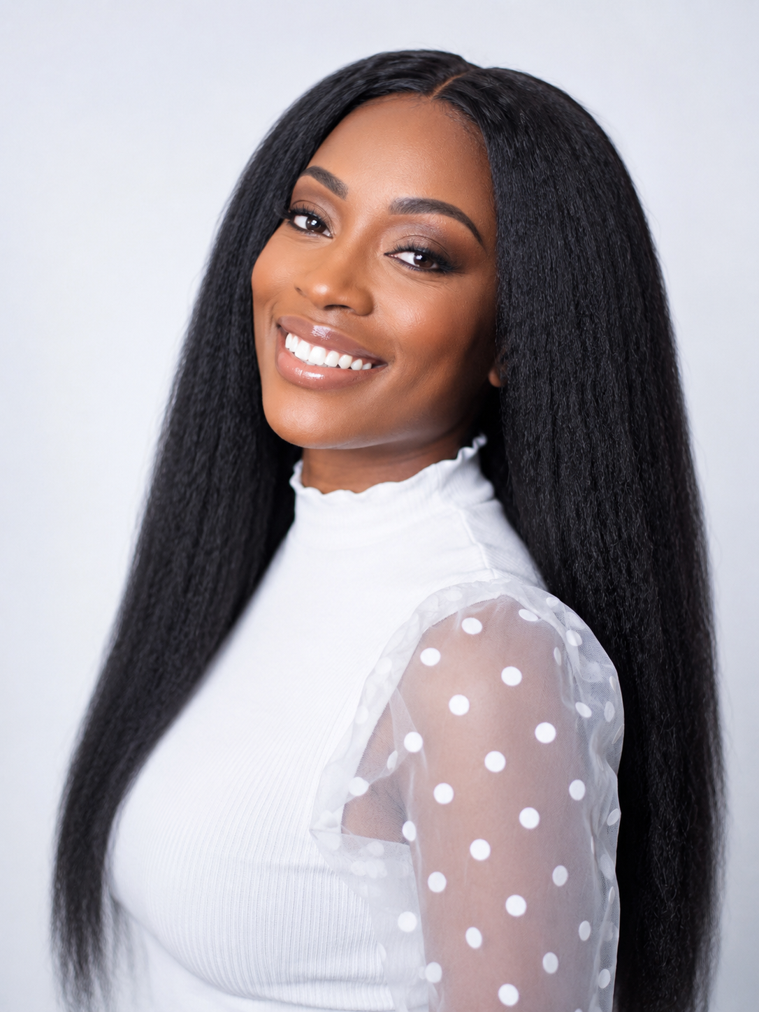 Perruque Virgin Hair Kinky Straight 22 Pouces – Lace Wig Closure 4x4 HD | POUTY | Minga Hair