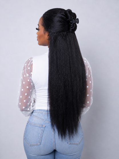Perruque Virgin Hair Kinky Straight 22 Pouces – Lace Wig Closure 4x4 HD | POUTY | Minga Hair