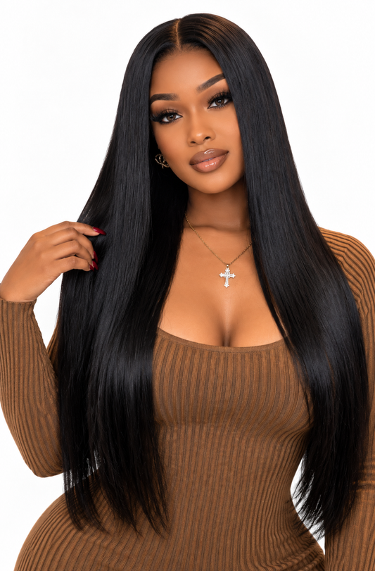 Perruque Virgin Hair Lisse 26 Pouces – Frontal HD 13x4 | Cheveux Humains Premium | Minga Hair